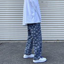 Full Print Jeans Men's Straight Trousers