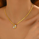 Lxalry 18K Gold Plated Double Luck Necklace for Women
