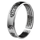 S999 Silver Lotus Heart Bangle - Retro Design