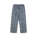 Full Print Jeans Men's Straight Trousers