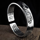 S999 Silver Lotus Heart Bangle - Retro Design