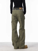 Ripped Cargo Jeans Straight Logging Casual Trousers