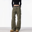 Ripped Cargo Jeans Straight Logging Casual Trousers