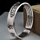 S999 Silver Lotus Heart Bangle - Retro Design