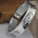 S999 Silver Lotus Heart Bangle - Retro Design