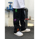 Letter Embroidery Personality All-match Black Jean