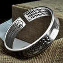 S999 Silver Lotus Heart Bangle - Retro Design