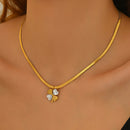 Lxalry 18K Gold Plated Double Luck Necklace for Women