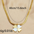 Lxalry 18K Gold Plated Double Luck Necklace for Women